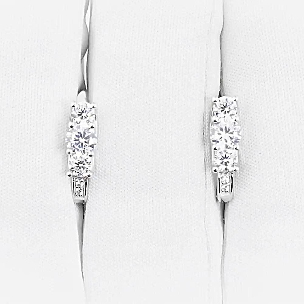 Серьги с фианитами из белого золота 585 пробы