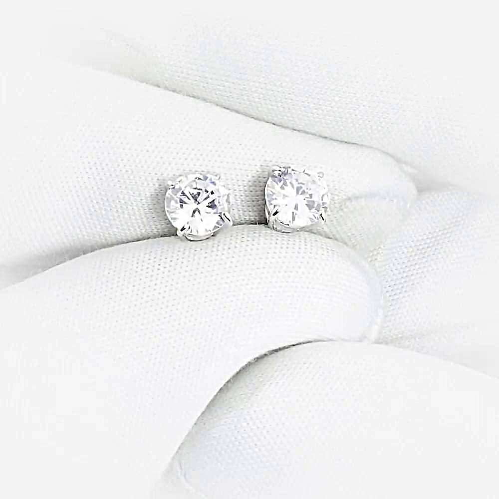 Серьги с фианитами из белого золота 585 пробы