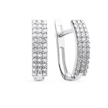 Серьги с фианитами из белого золота 585 пробы
