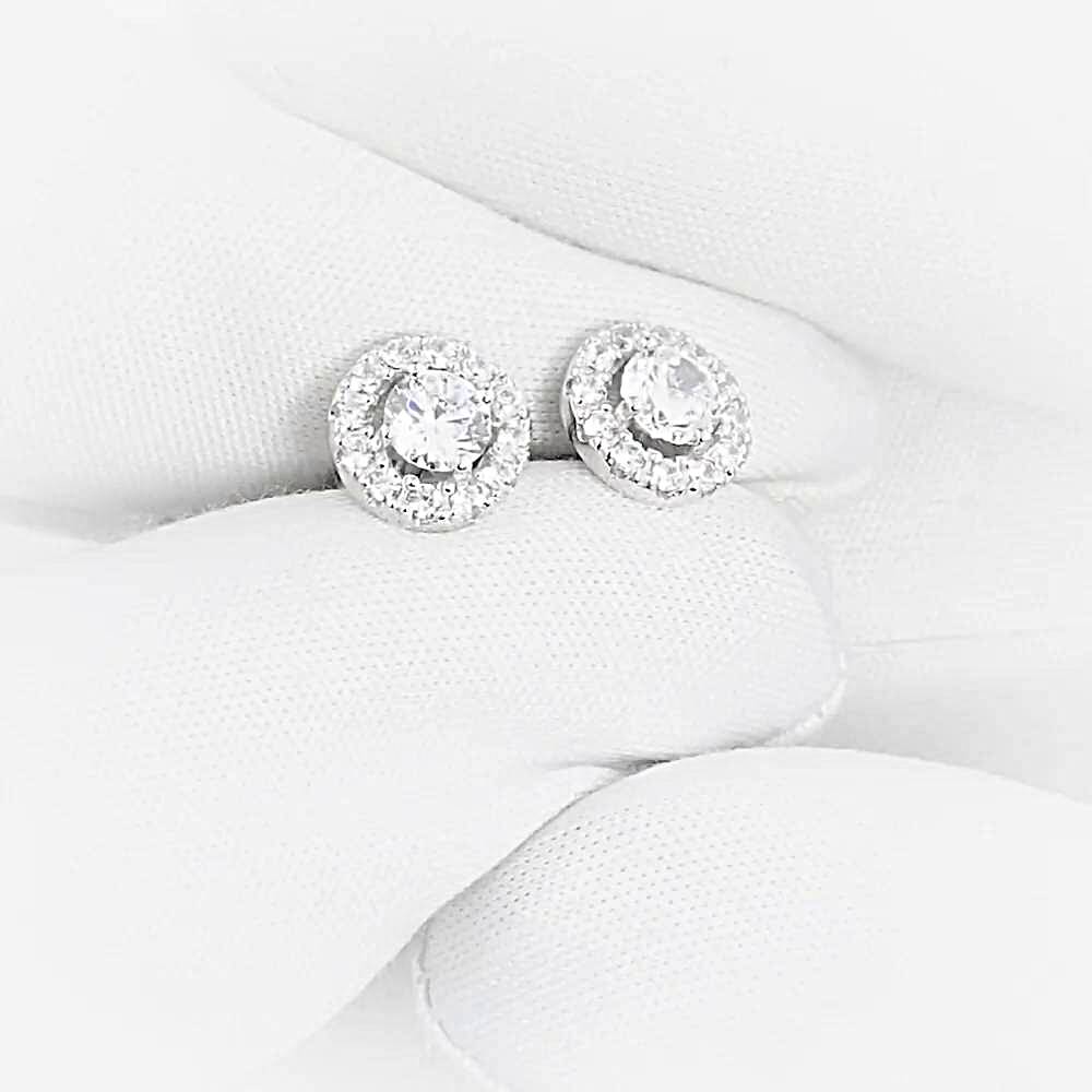 Серьги с фианитами из белого золота 585 пробы 1