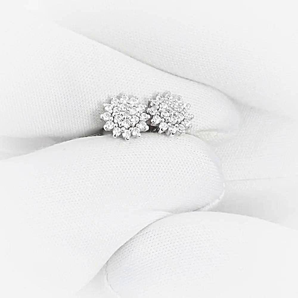 Серьги с фианитами из белого золота 585 пробы 1