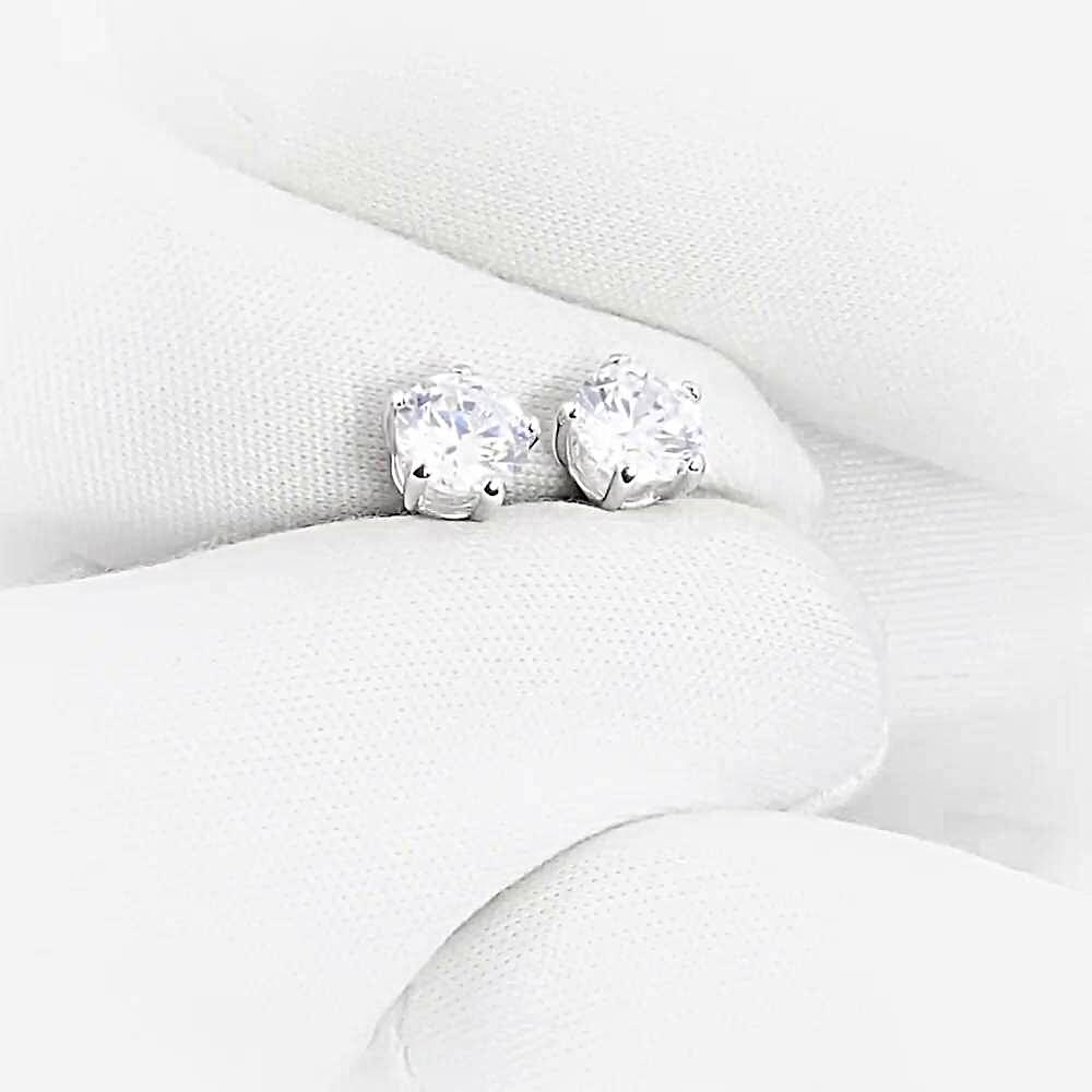 Серьги с фианитами из белого золота 585 пробы