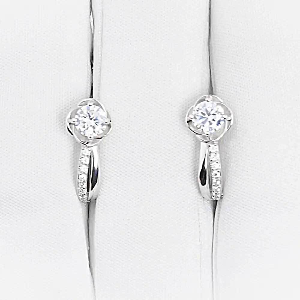 Серьги с фианитами из белого золота 585 пробы