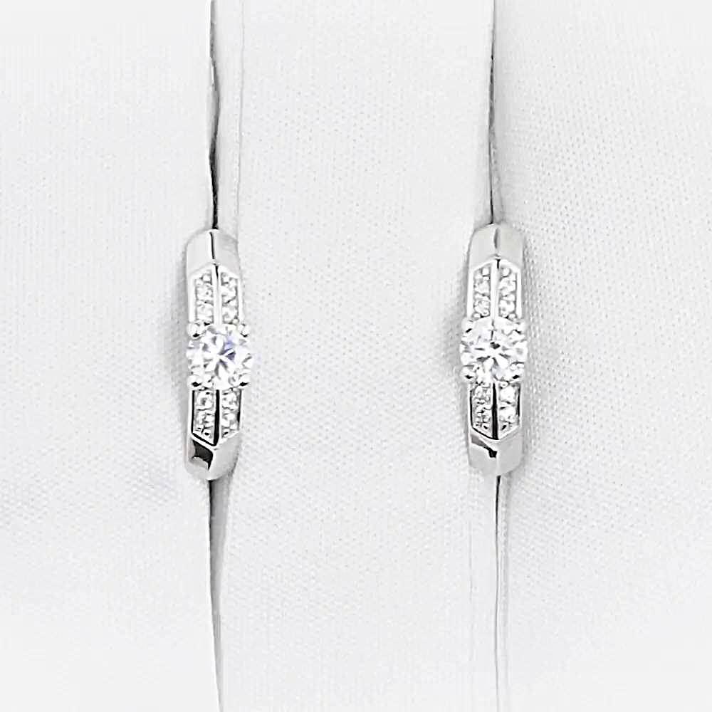 Серьги с фианитами из белого золота 585 пробы