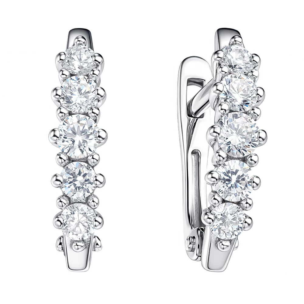 Серьги с фианитами из белого золота 585 пробы