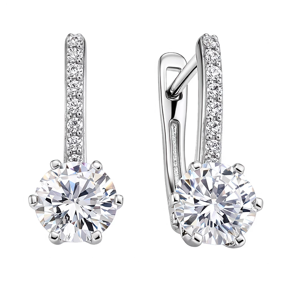 Серьги с фианитами из белого золота 585 пробы