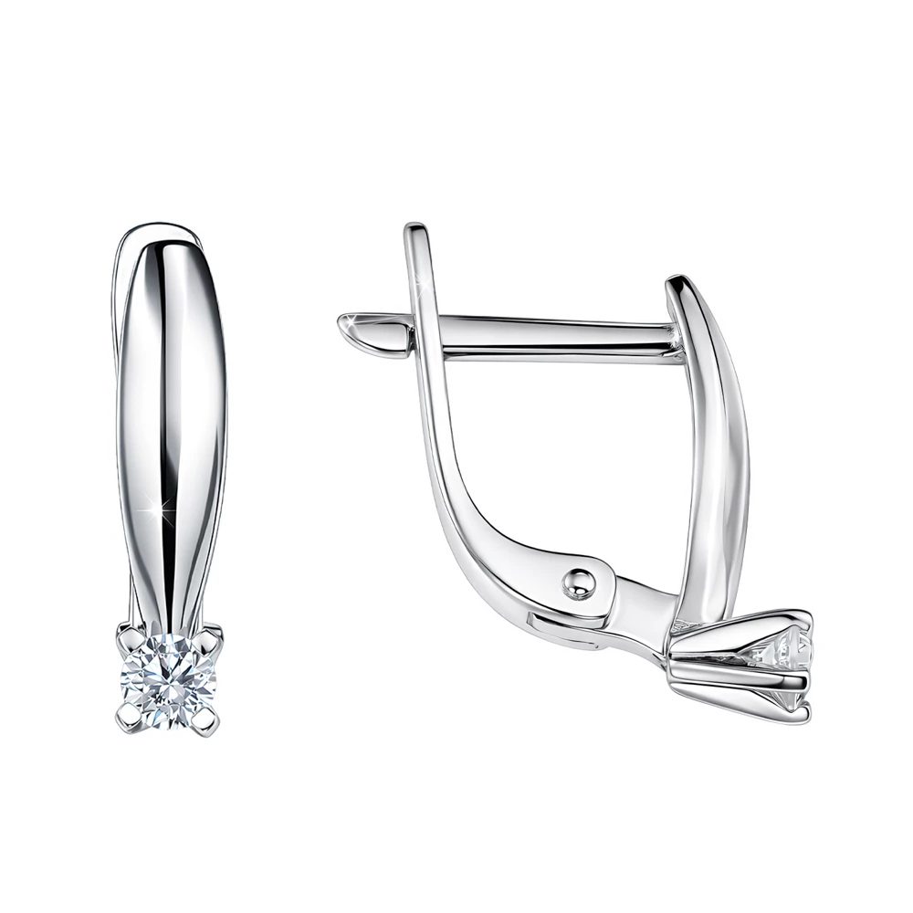 Серьги с фианитами из белого золота 585 пробы