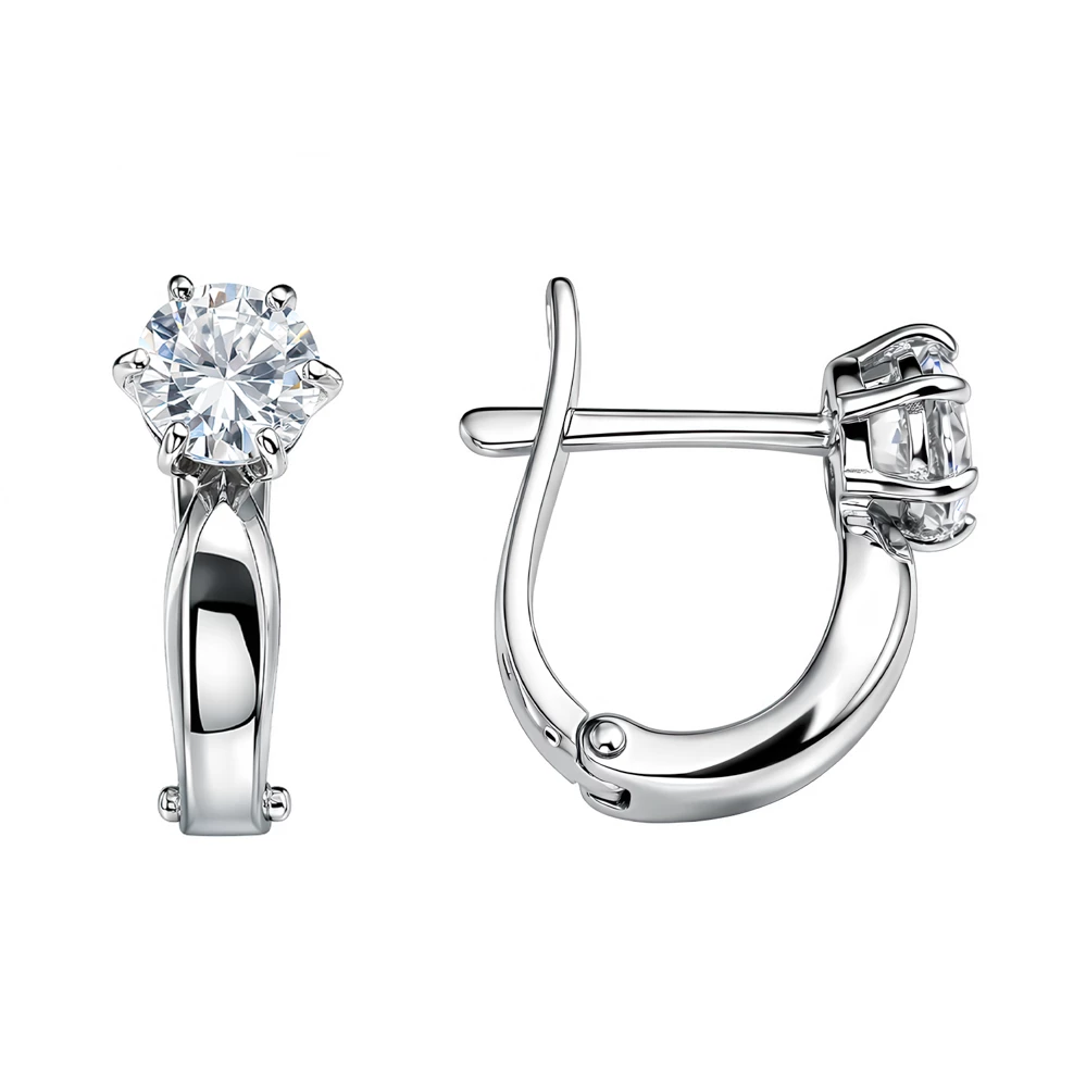 Серьги с фианитами из белого золота 585 пробы