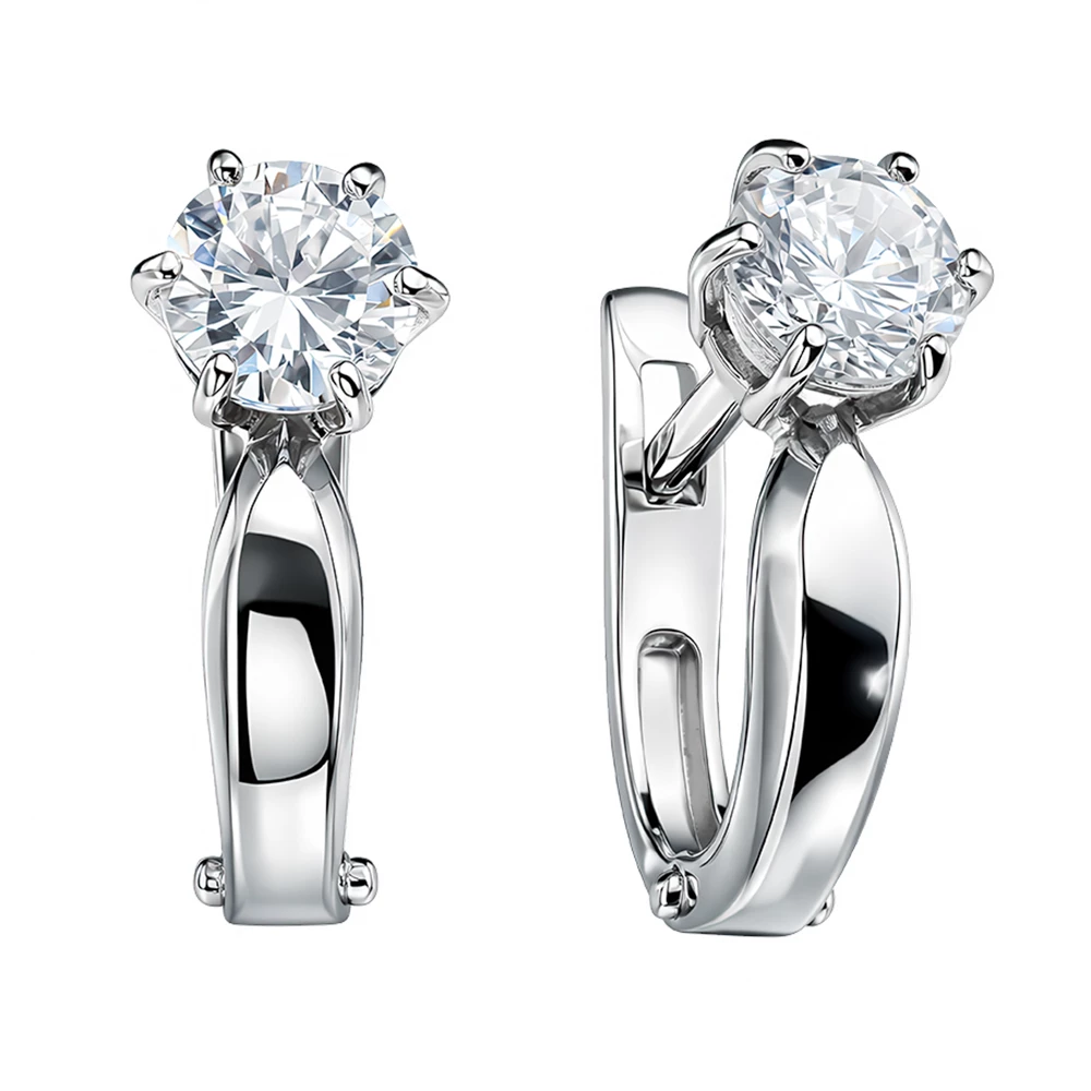 Серьги с фианитами из белого золота 585 пробы