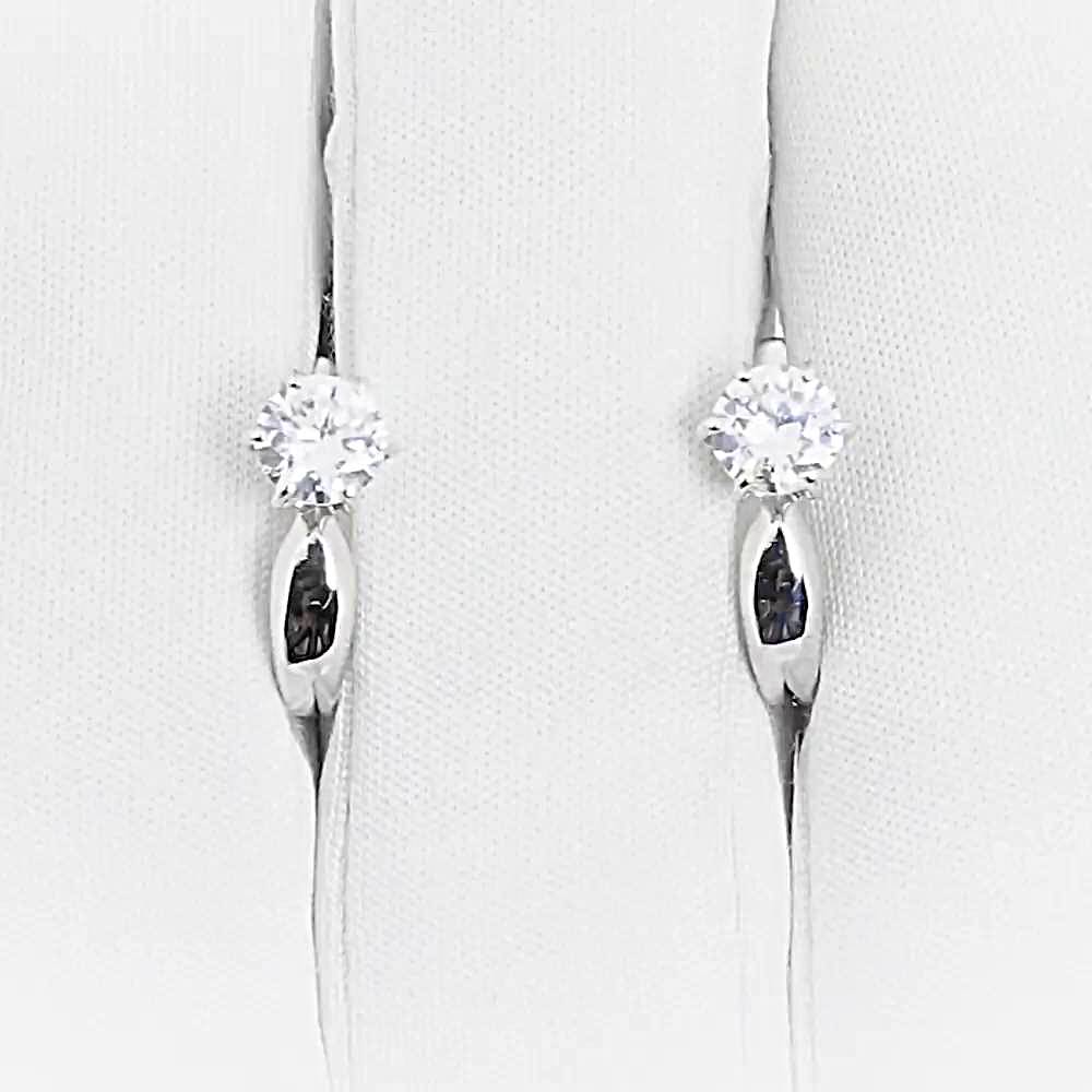 Серьги с фианитами из белого золота 585 пробы