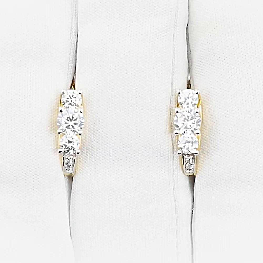 Серьги с фианитами из желтого золота 585 пробы