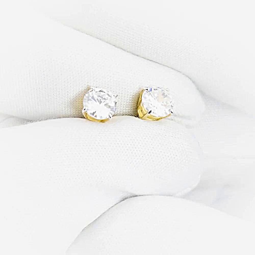 Серьги с фианитами из желтого золота 585 пробы