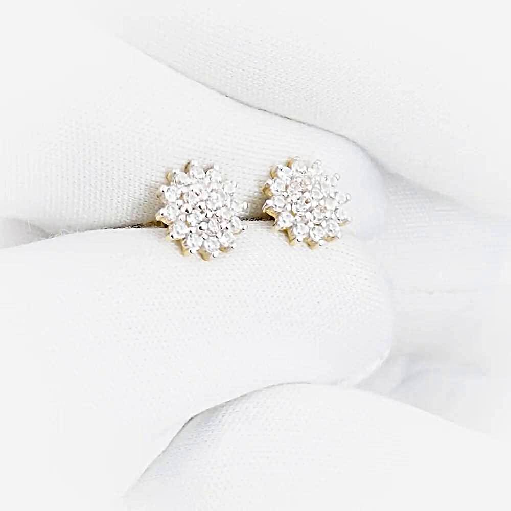 Серьги с фианитами из желтого золота 585 пробы