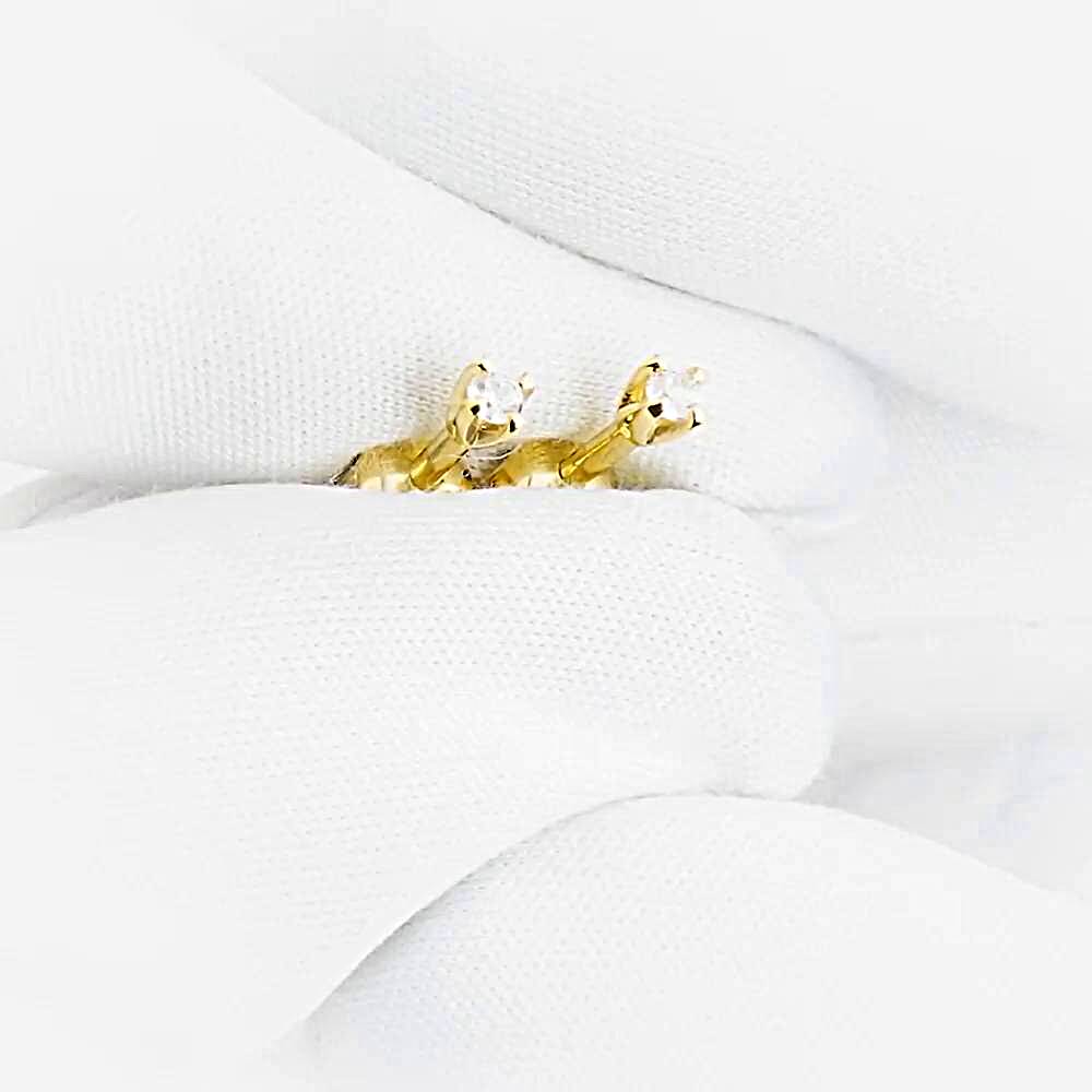 Серьги с фианитами из желтого золота 585 пробы