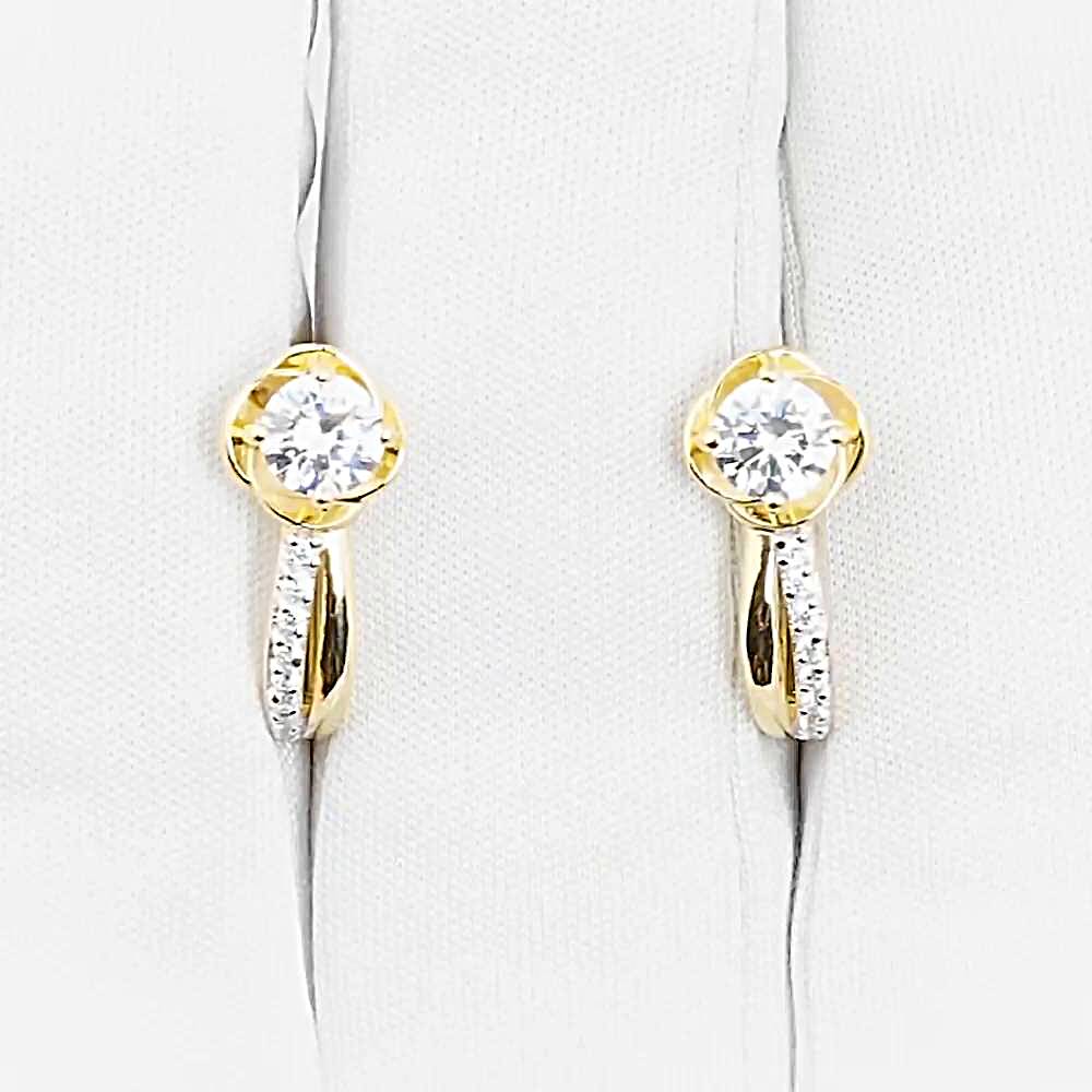 Серьги с фианитами из желтого золота 585 пробы