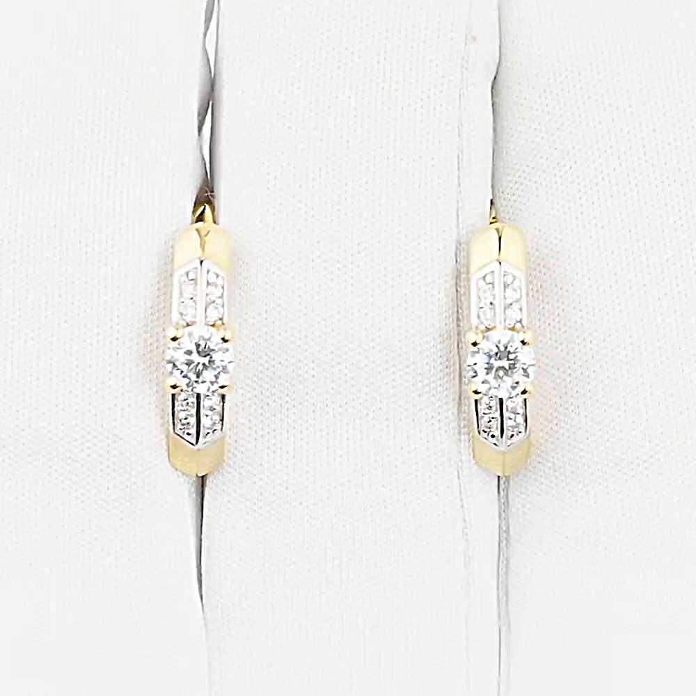 Серьги с фианитами из желтого золота 585 пробы
