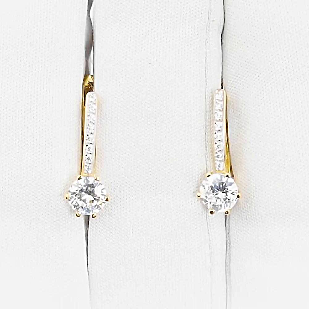 Серьги с фианитами из желтого золота 585 пробы