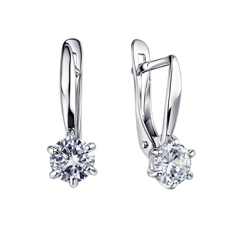 Серьги с фианитами из белого золота 585 пробы