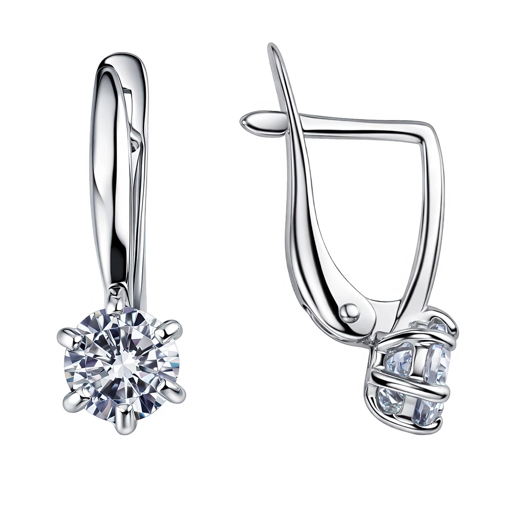 Серьги с фианитами из белого золота 585 пробы