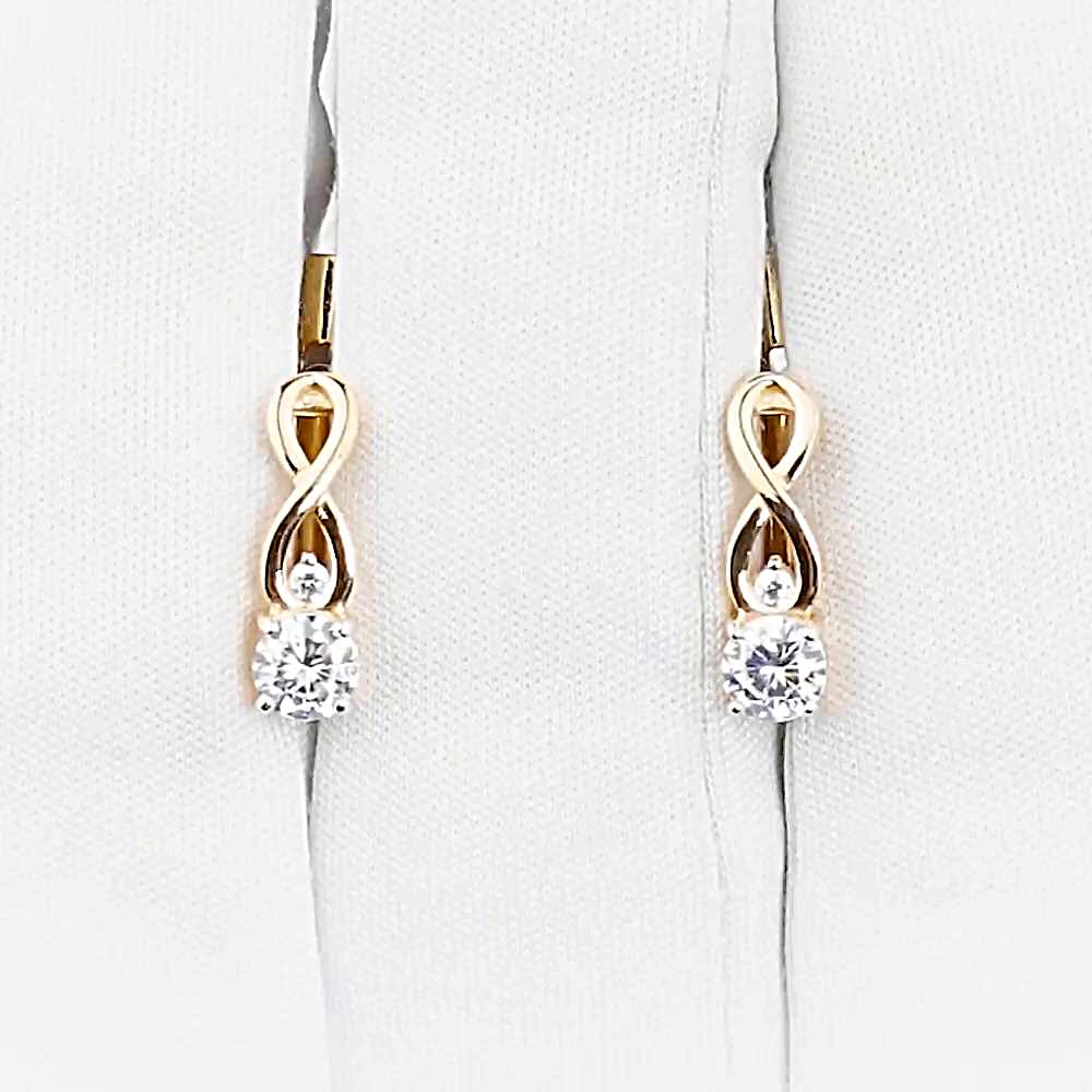 Серьги с фианитами из красного золота 585 пробы Серьги с фианитами из красного золота 585 пробы