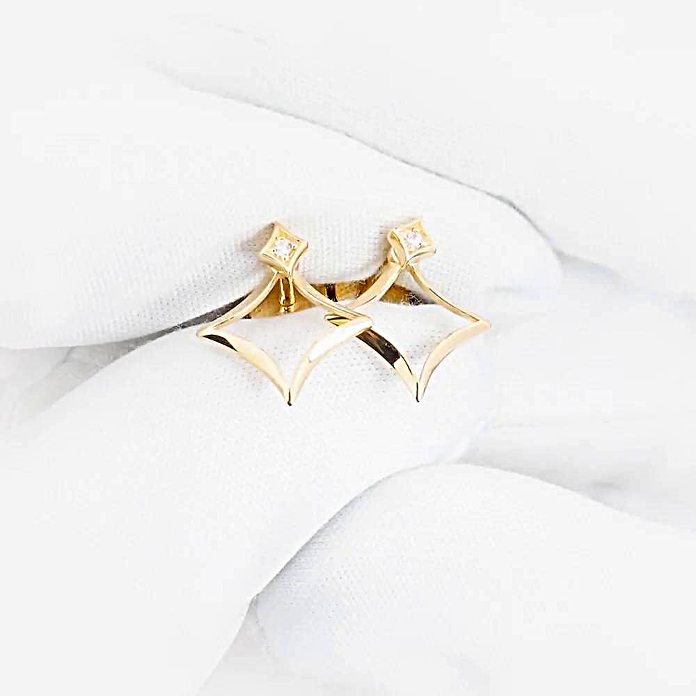 Серьги с фианитами из красного золота 585 пробы Серьги с фианитами из красного золота 585 пробы