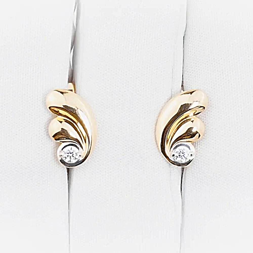 Серьги с фианитами из красного золота 585 пробы Серьги с фианитами из красного золота 585 пробы