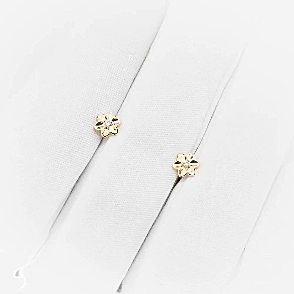 Серьги с фианитами из красного золота 585 пробы