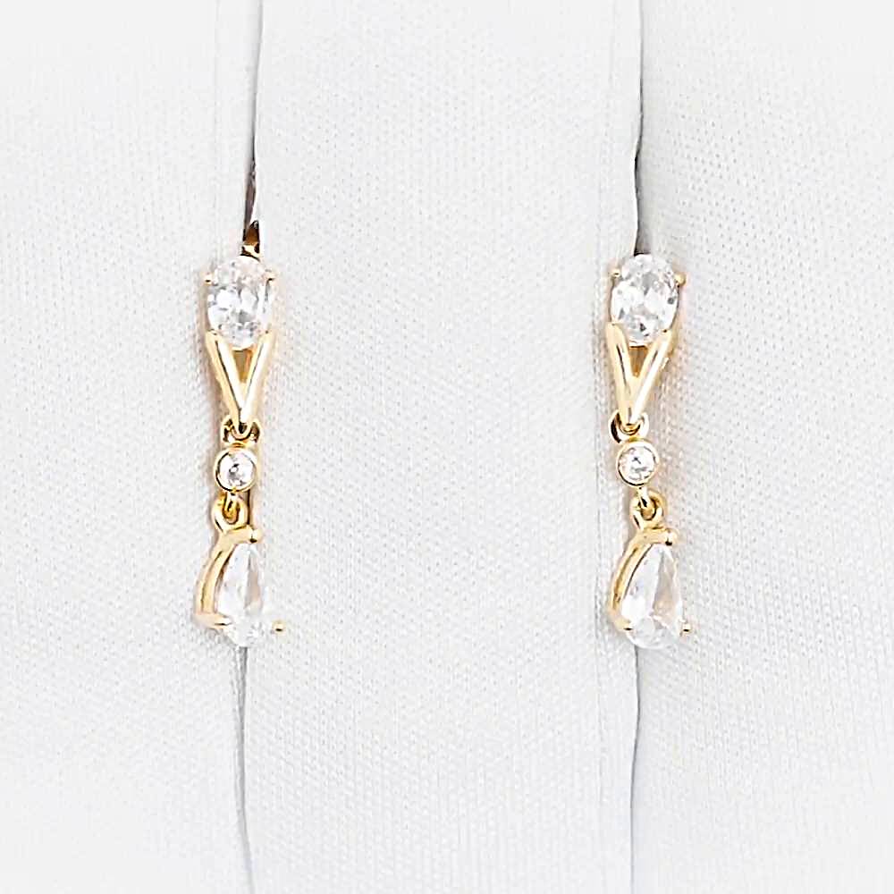 Серьги с фианитами из красного золота 585 пробы