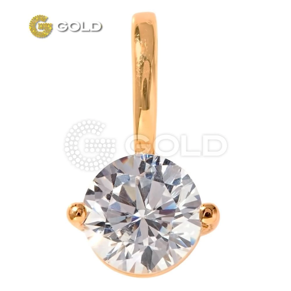 Подвес с фианитом из красного золота 585 пробы 1