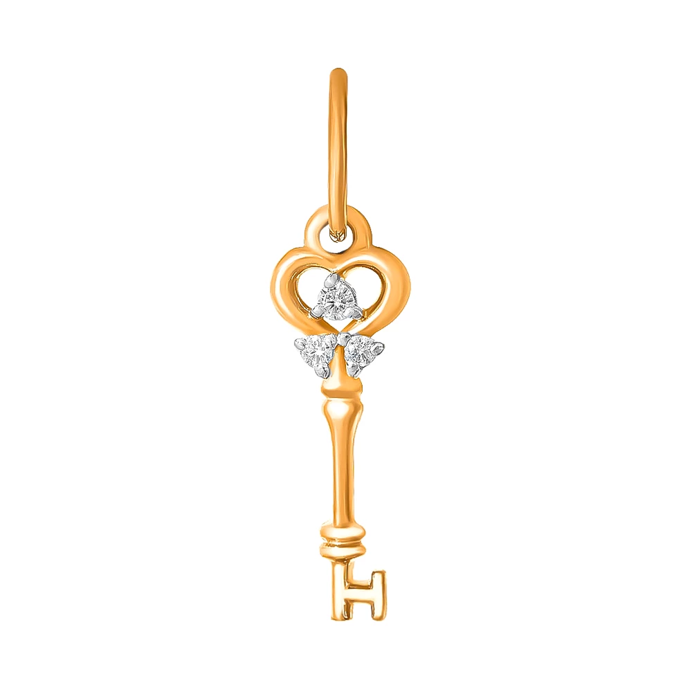 Подвес с фианитами из красного золота 585 пробы 1