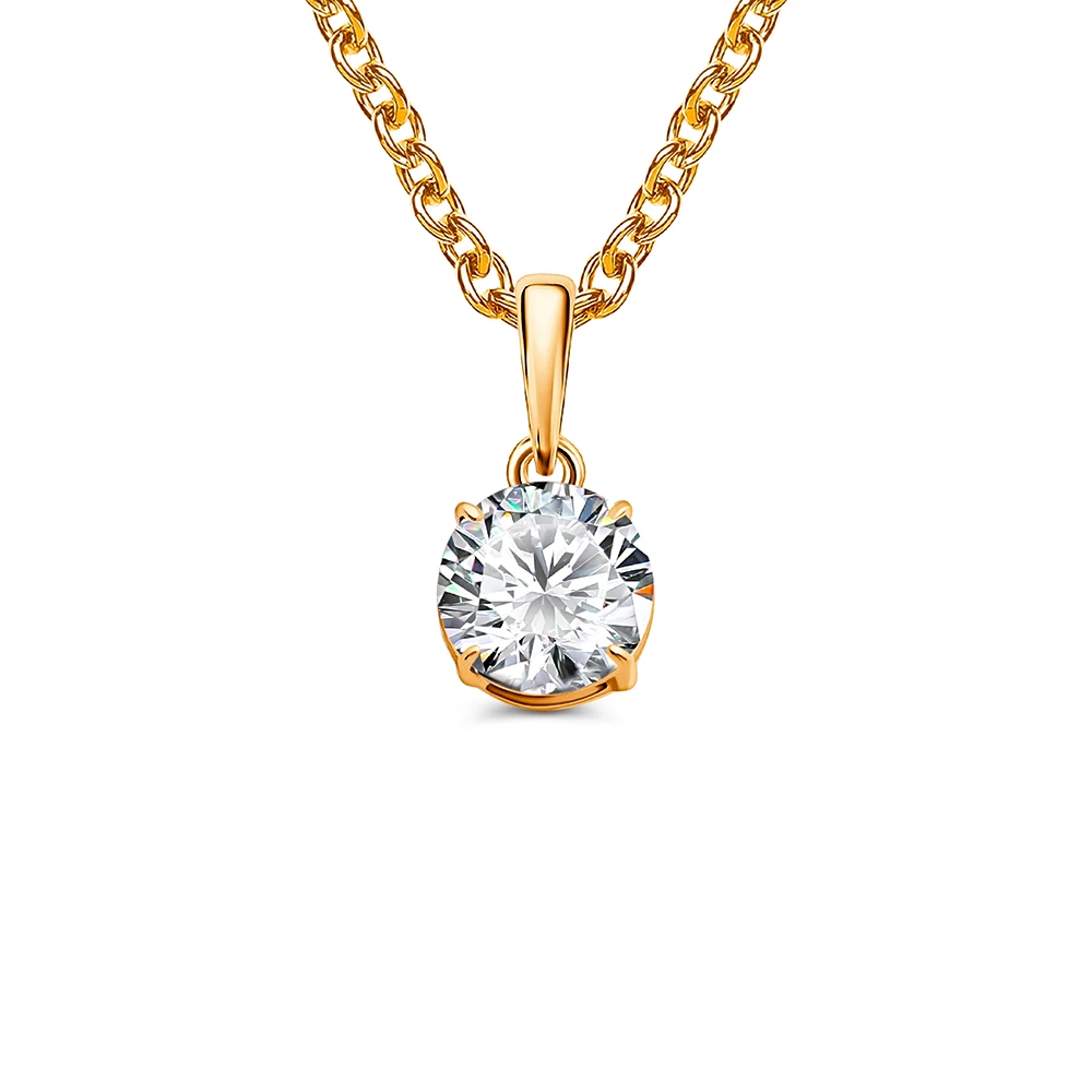 Подвес с фианитом из красного золота 585 пробы Подвес с фианитом из красного золота 585 пробы