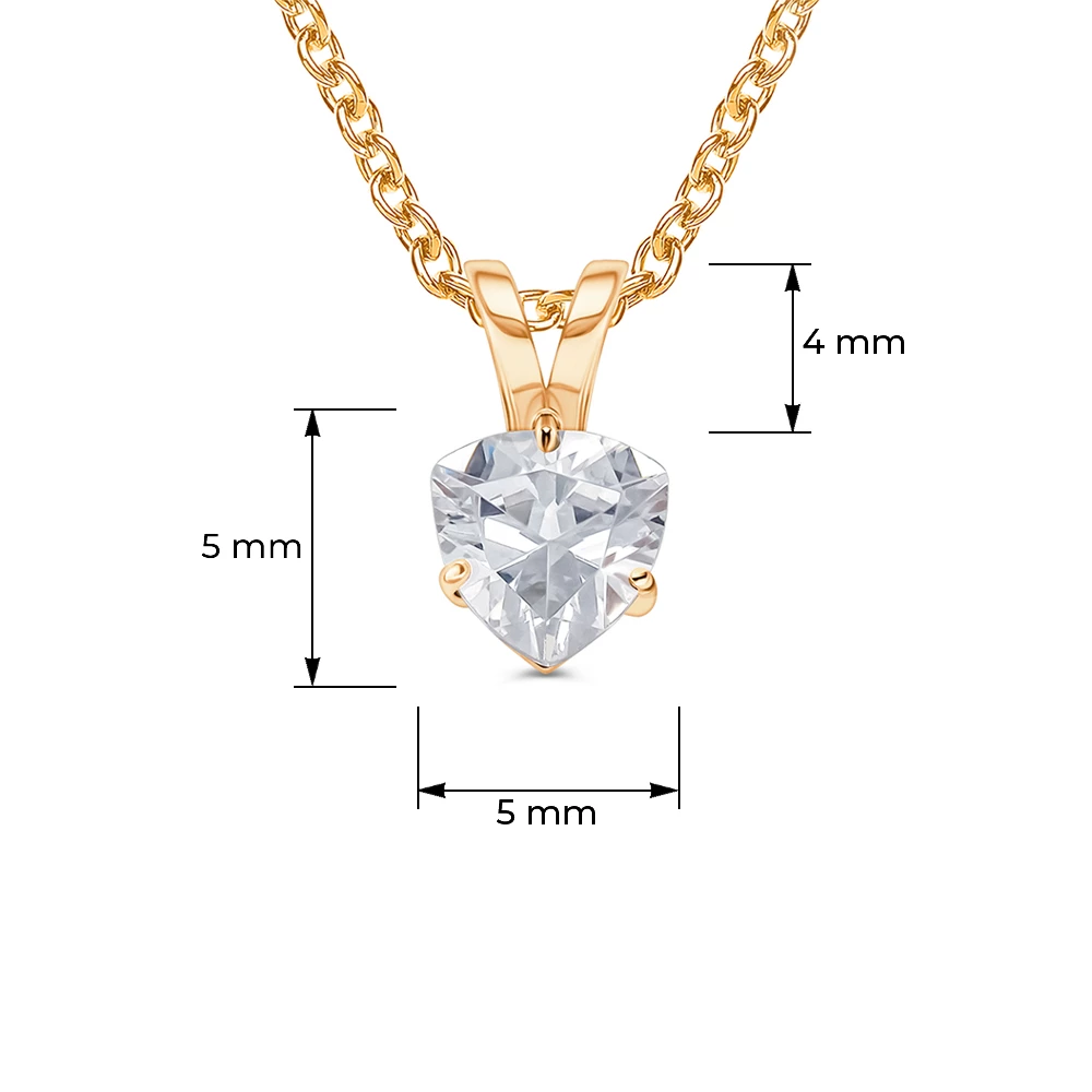 Подвес с фианитом из красного золота 585 пробы