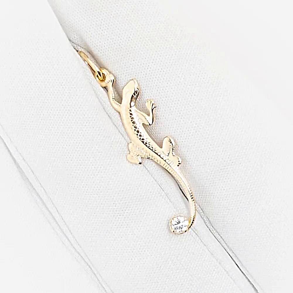 Подвес  Ящерица с фианитом из красного золота 375 пробы 1