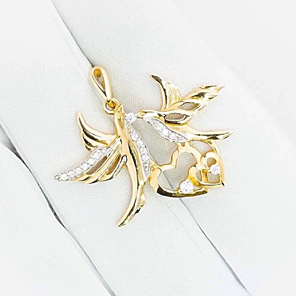Подвес  Птица с фианитами из красного золота 585 пробы 1