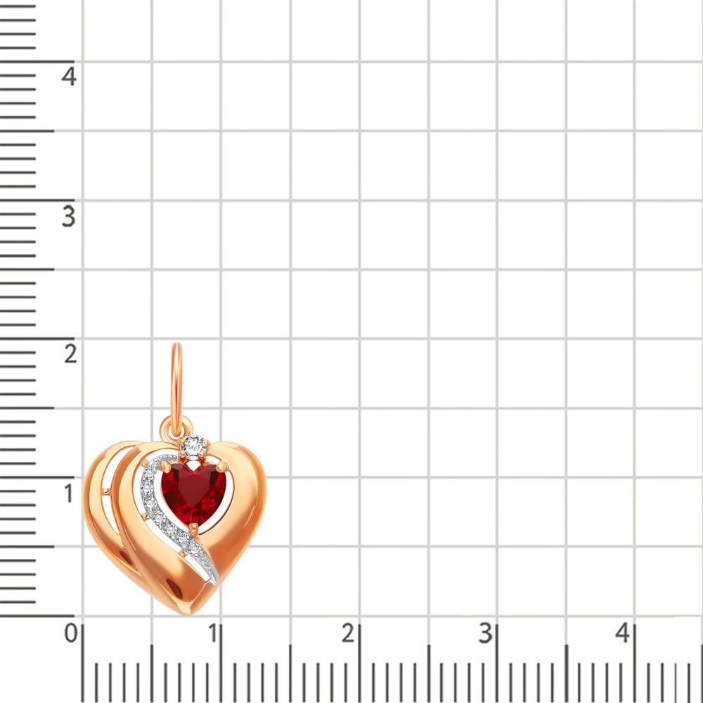 Подвес с фианитами из красного золота 585 пробы 2