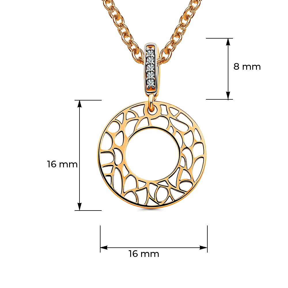 Подвес с фианитами из красного золота 375 пробы