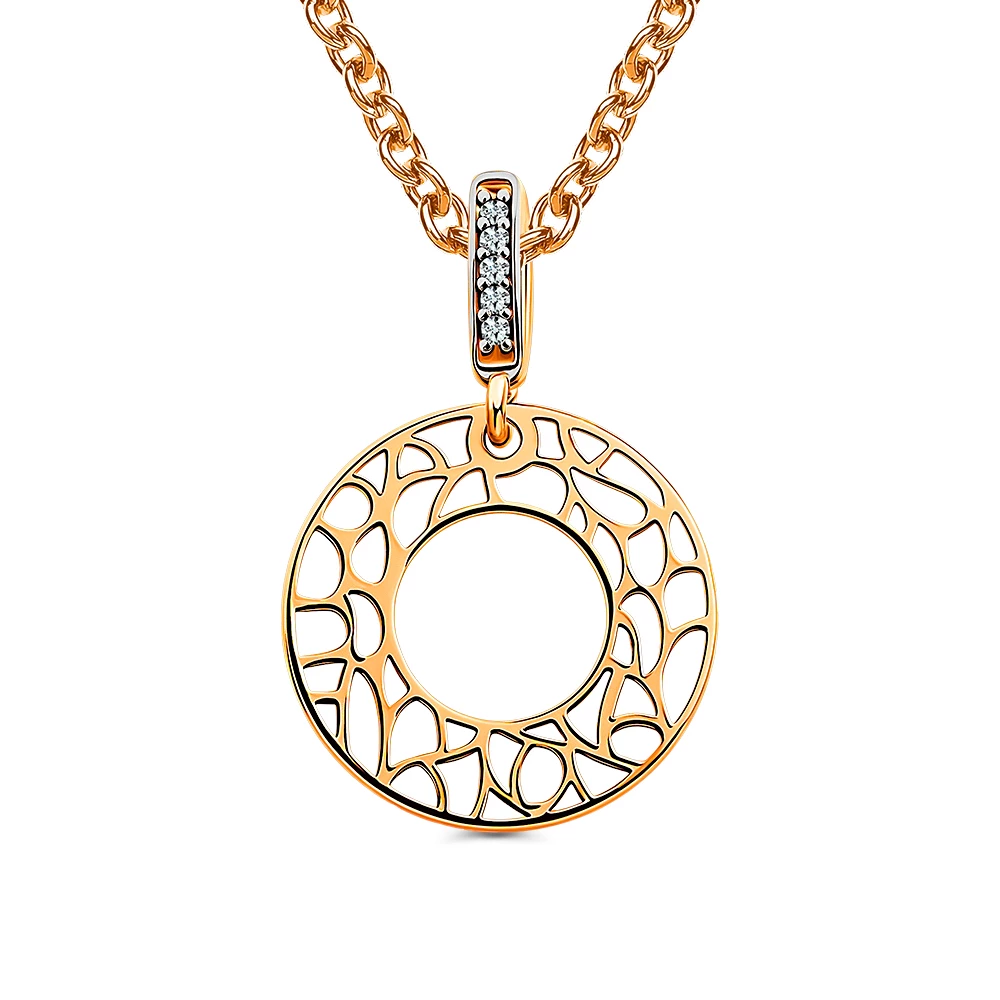 Подвес с фианитами из красного золота 375 пробы