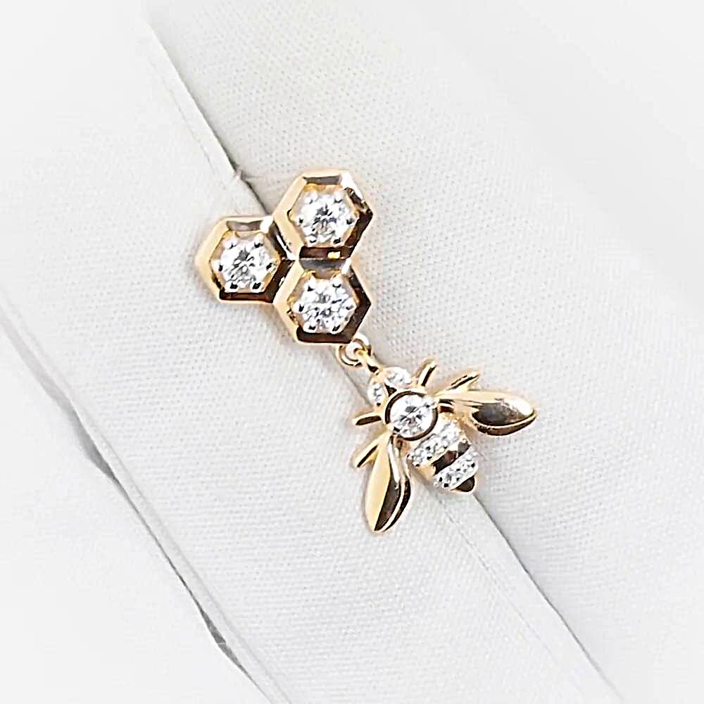 Подвес  Пчелка с фианитами из красного золота 585 пробы 1