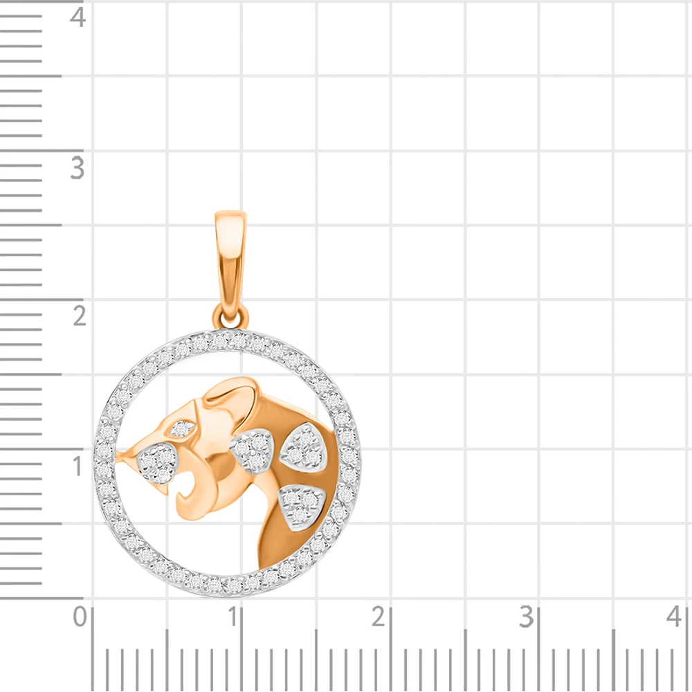 Подвес  Леопард с фианитами из красного золота 585 пробы