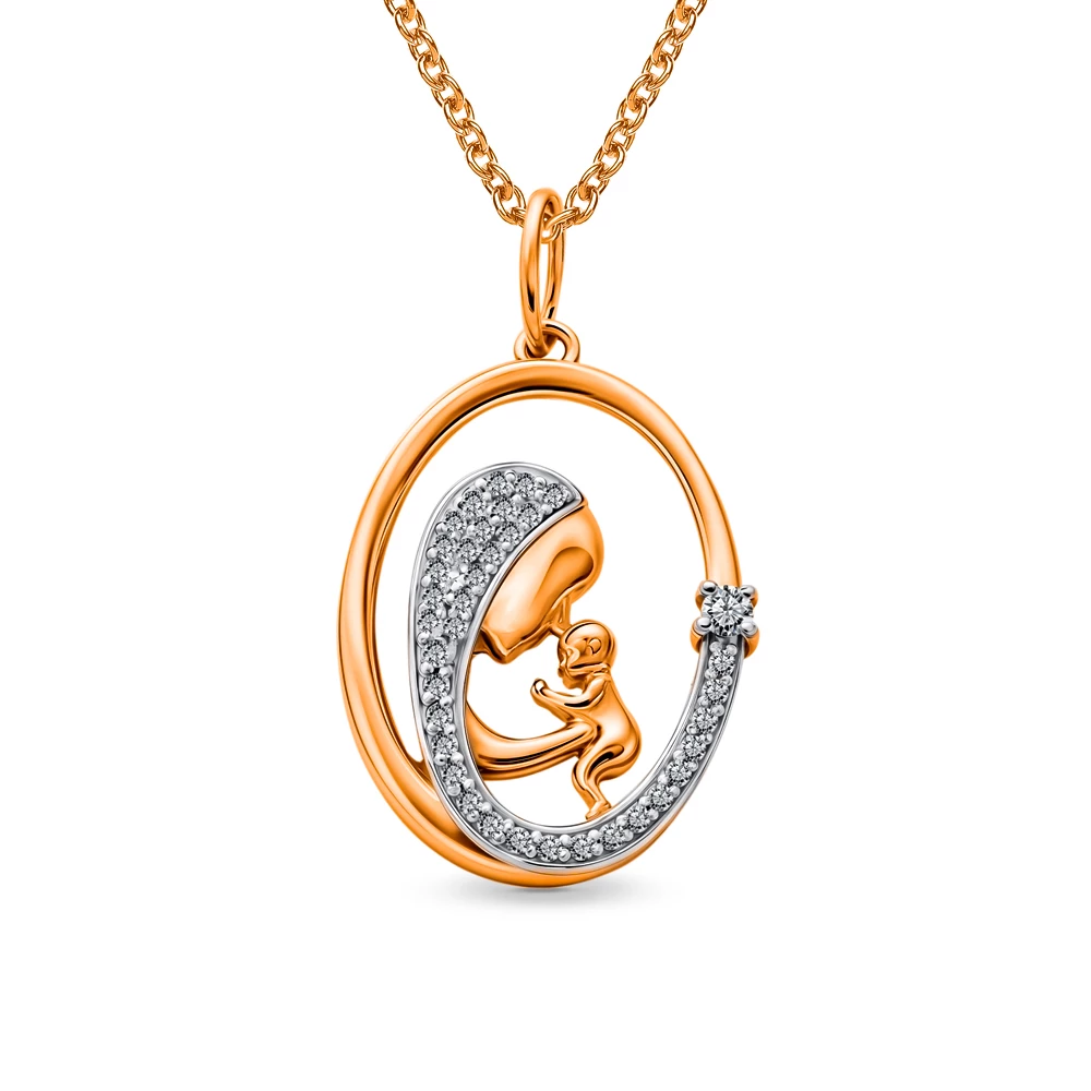 Подвес с фианитами из красного золота 585 пробы