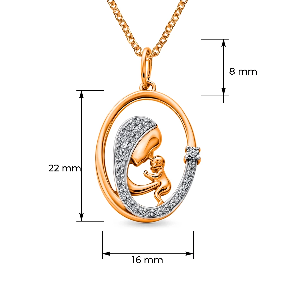 Подвес с фианитами из красного золота 585 пробы