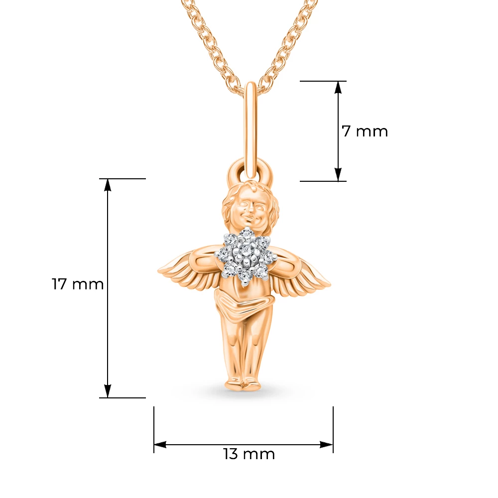 Подвес с фианитами из красного золота 585 пробы