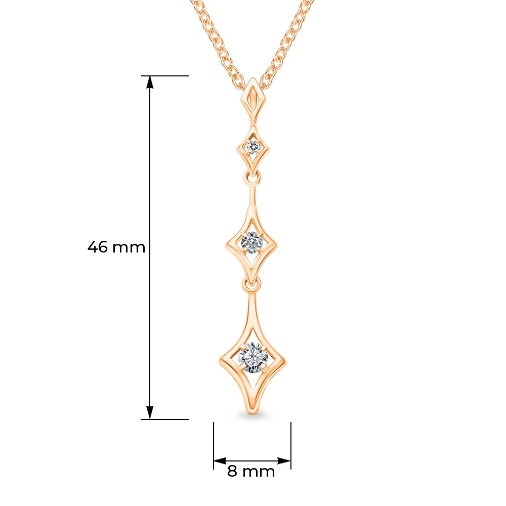 Подвес с фианитами из красного золота 585 пробы