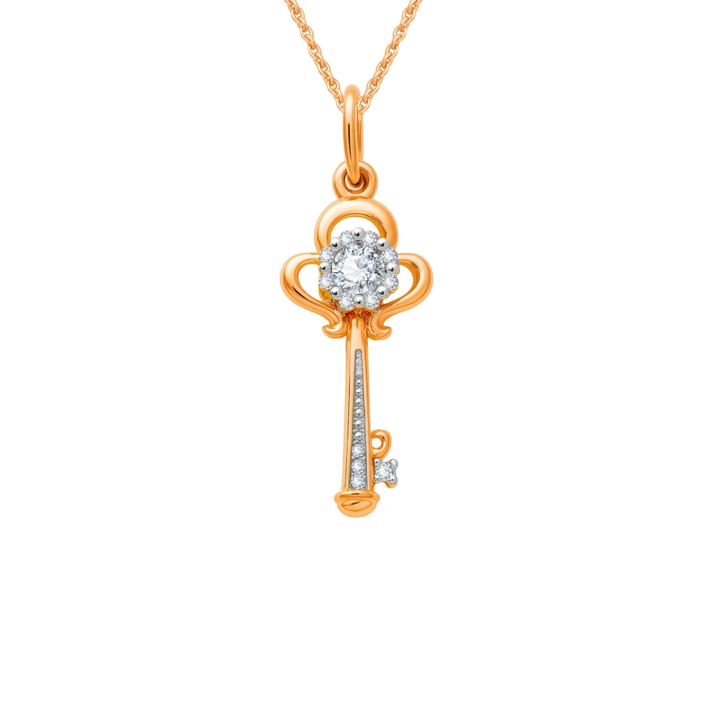 Подвес с фианитами из красного золота 585 пробы