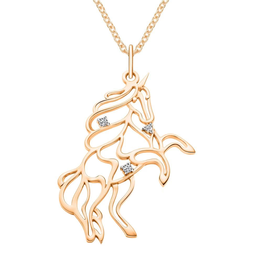 Подвес с фианитами из красного золота 585 пробы