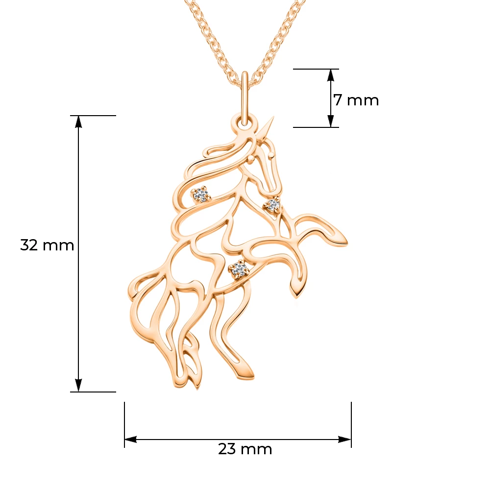 Подвес с фианитами из красного золота 585 пробы