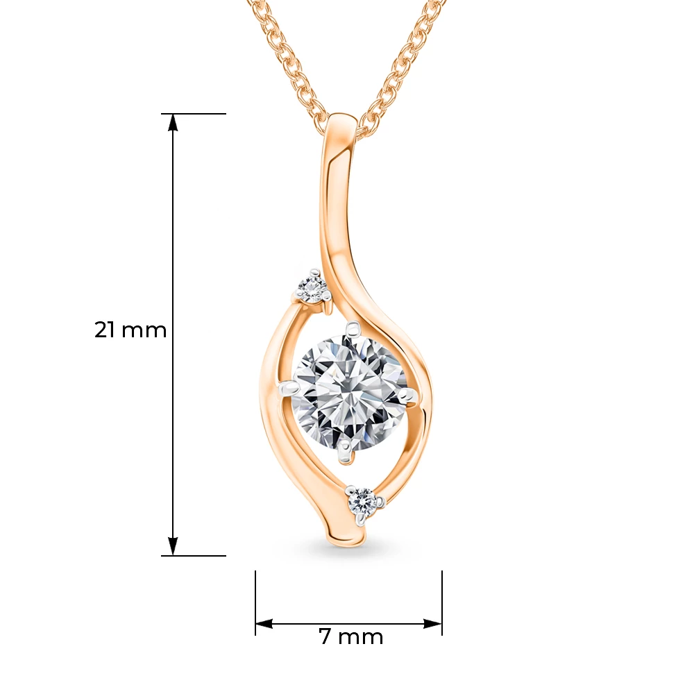 Подвес с фианитами из красного золота 585 пробы