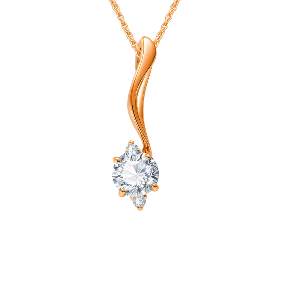 Подвес с фианитами из красного золота 585 пробы