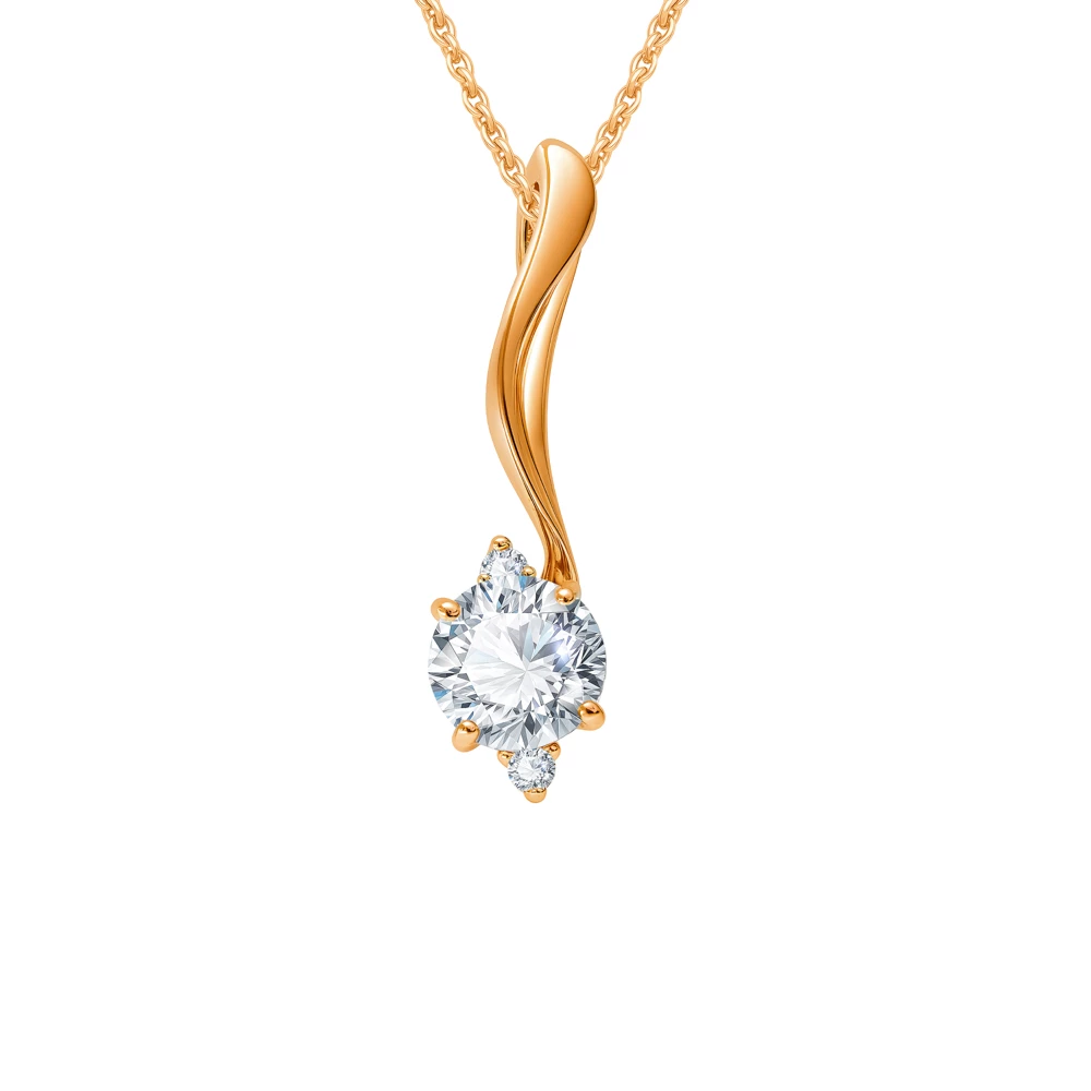 Подвес с фианитами из красного золота 585 пробы