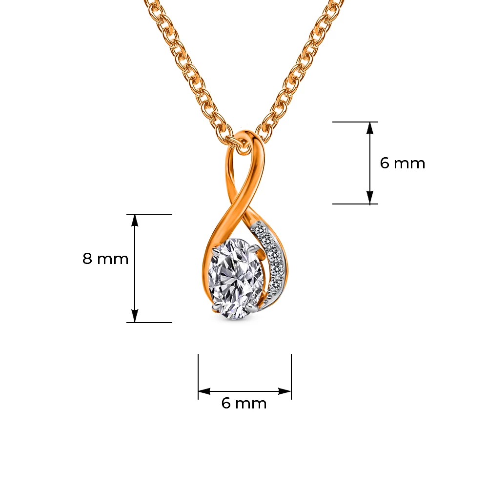 Подвес с фианитами из красного золота 585 пробы